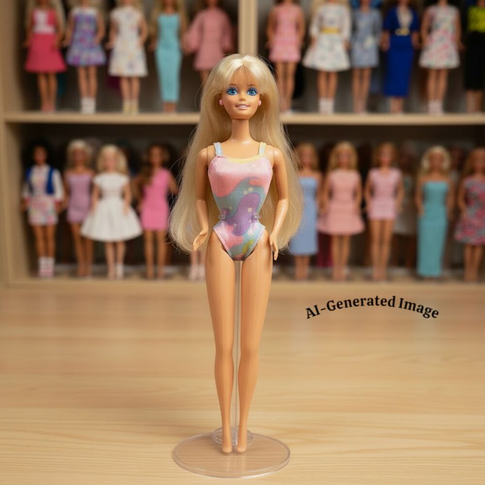 Vintage 1990 Bathtime Fun Barbie Doll #9601 Mattel Blonde Hair Swimsuit Loose